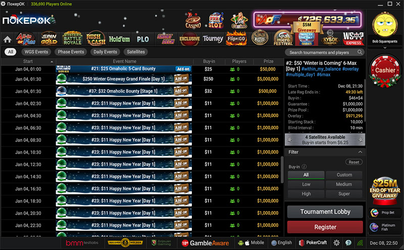 Лобби покер-рума ПокерОК
